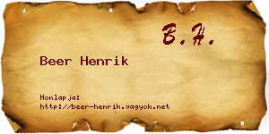 Beer Henrik névjegykártya